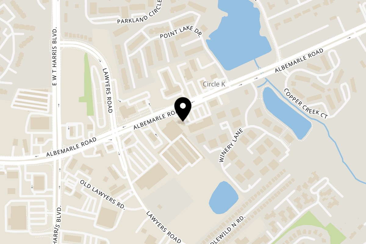 Map showing the location of The Spice Garden - Indian Vegetarian Restaurant on 7128 Albemarle Rd in Charlotte